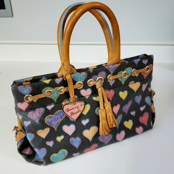 Dooney & Bourke Handbags - VINTAGE Dooney & Bourke Black Hearts CollectionSatchel Bag Y2K Lindsay Lohan